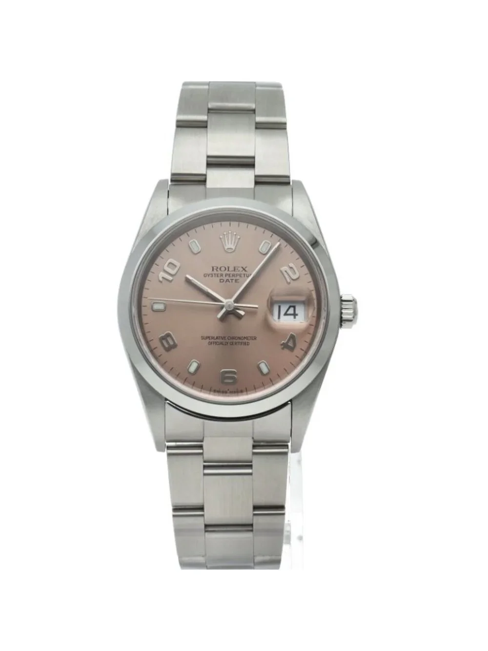 Rolex Oyster Perpetual Date Watch SS Pink